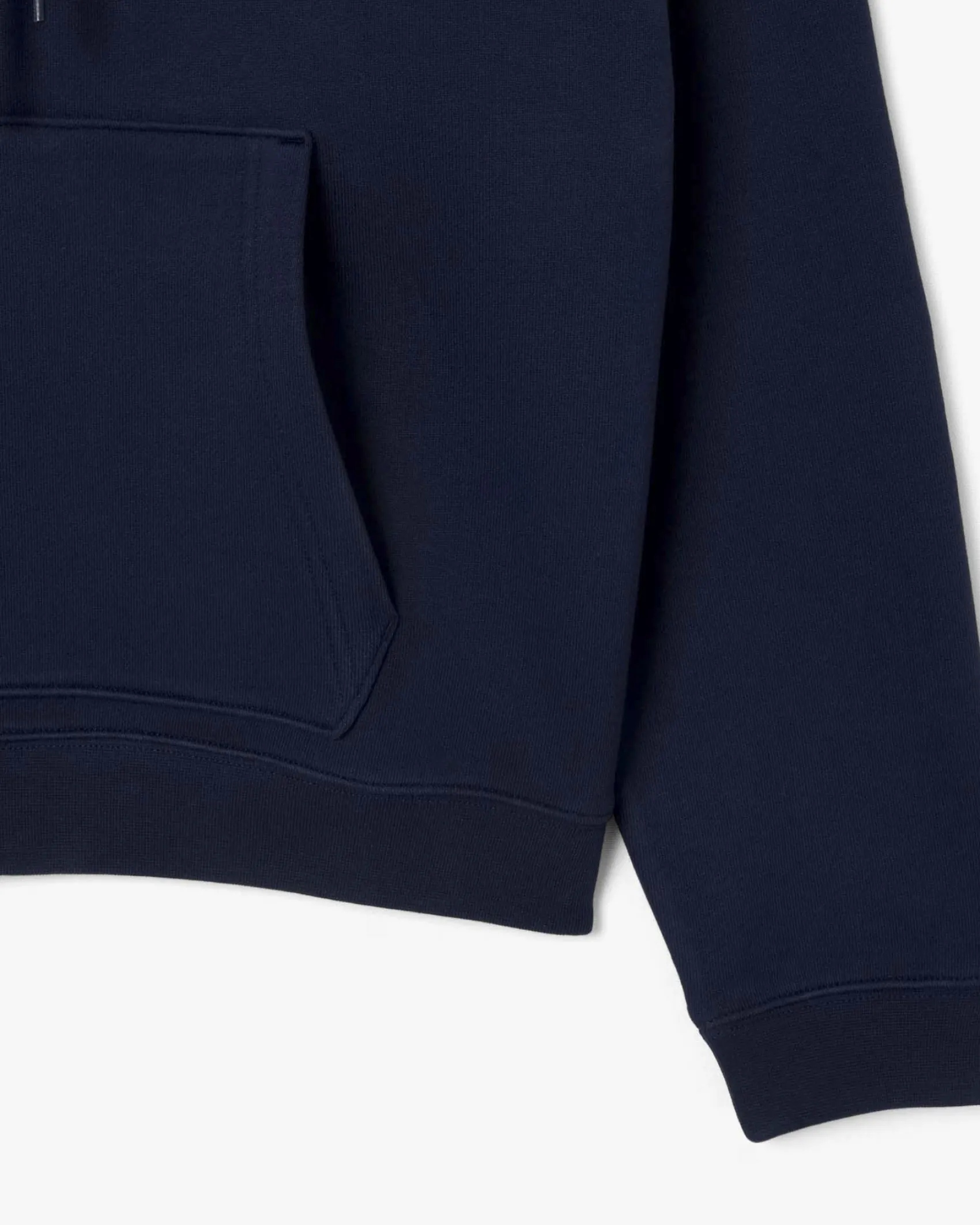 Felpa Lacoste loose-fit blu con cappuccio e tasche a marsupio