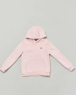 Felpa Lacoste rosa con cappuccio e mini logo icon