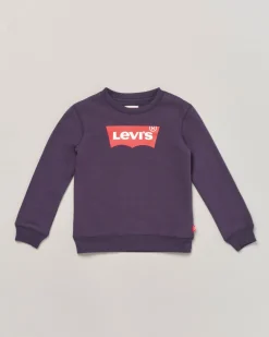 Felpa Levi's blu girocollo con logo batwing rosso