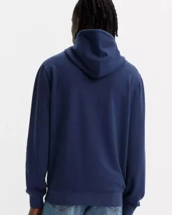 Felpa Levi's blu con cappuccio e chiusura zip con logo batwing piccolo