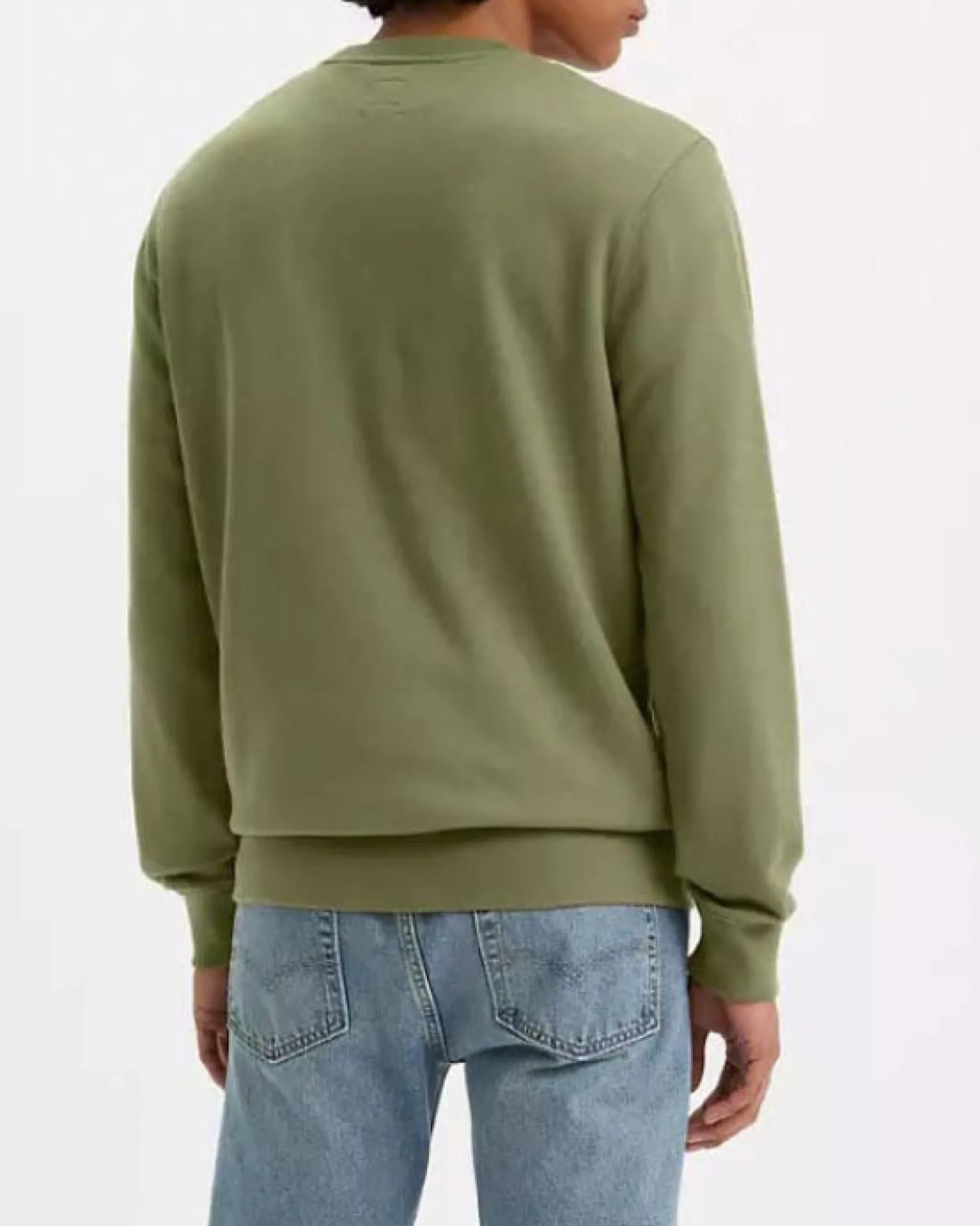 Felpa Levi's girocollo verde militare con logo batwing piccolo ricamato sul petto