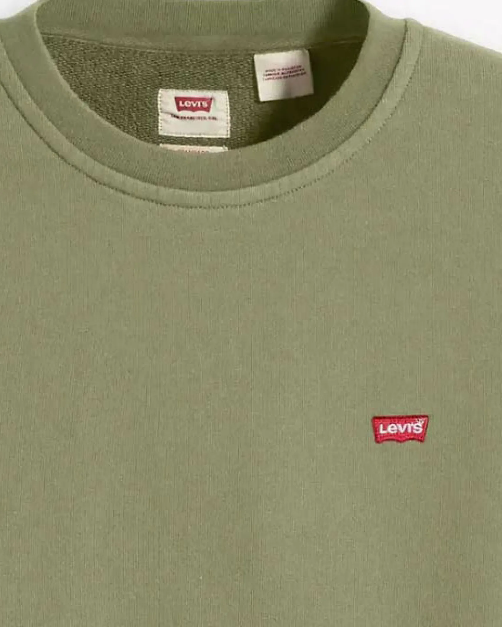Felpa Levi's girocollo verde militare con logo batwing piccolo ricamato sul petto