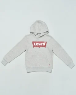 Felpa Levi's grigia con cappuccio e logo batwing rosso