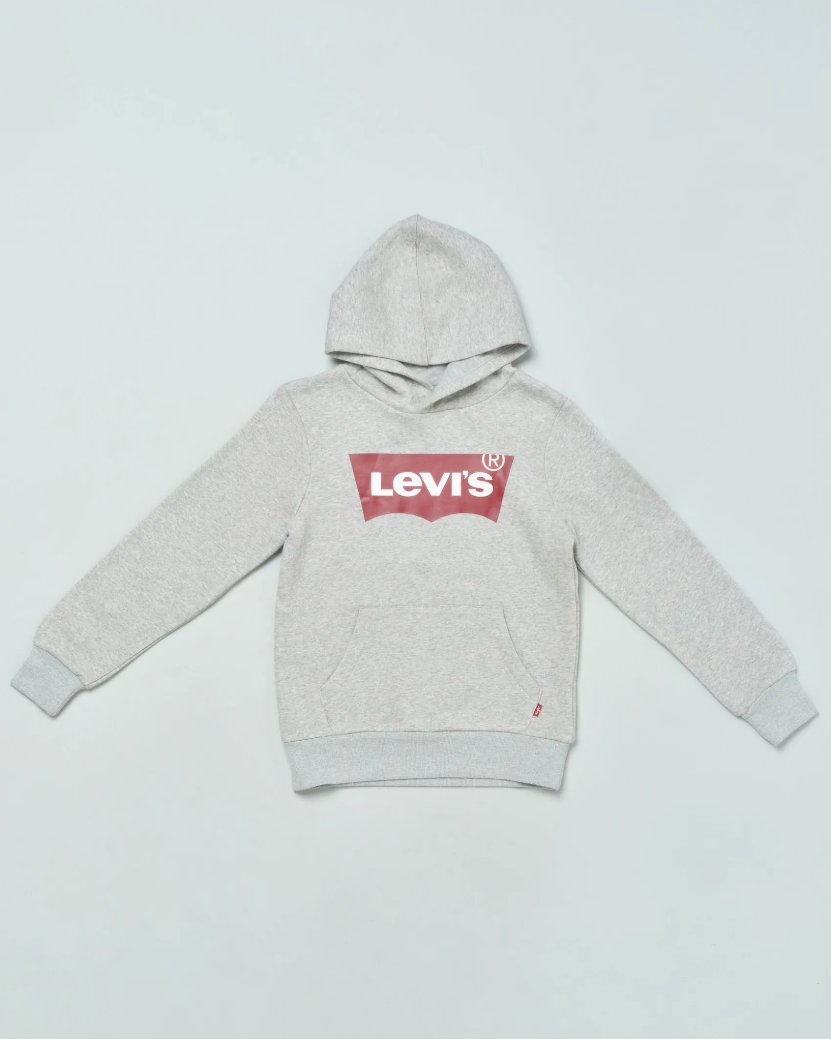 Felpa Levi's grigia con cappuccio e logo batwing rosso
