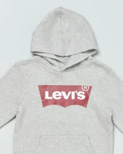 Felpa Levi's grigia con cappuccio e logo batwing rosso