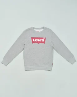 Felpa Levi's grigia girocollo con logo batwing rosso