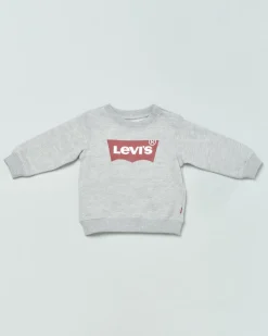 Felpa Levi's grigia girocollo con logo batwing rosso