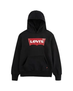 Felpa Levi's nera con cappuccio e logo batwing rosso