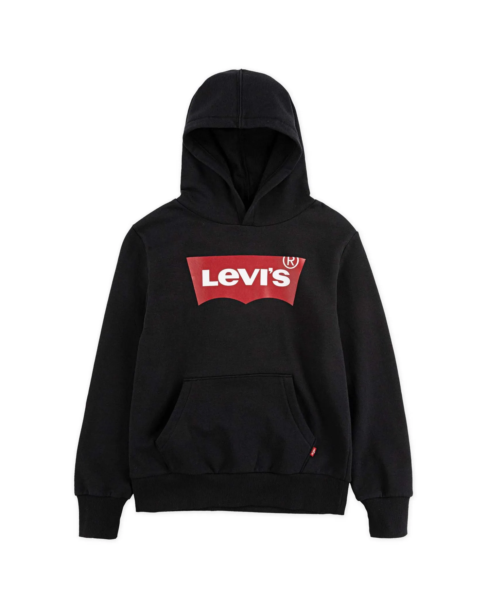 Felpa Levi's nera con cappuccio e logo batwing rosso