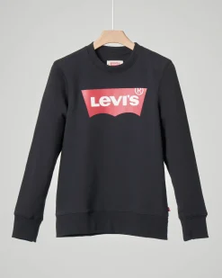 Felpa Levi's nera girocollo con logo batwing rosso