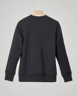 Felpa Levi's nera girocollo con logo batwing rosso