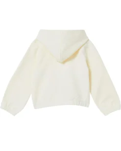 Felpa Liu Jo avorio in cotone stretch con cappuccio ed orsetto ricamato sul davanti