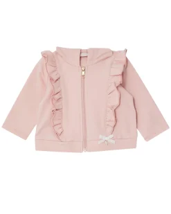 Felpa Liu Jo cipria in cotone stretch con cappuccio e rouches