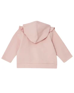 Felpa Liu Jo cipria in cotone stretch con cappuccio e rouches