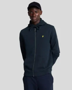 Felpa Lyle & Scott blu in cotone con cappuccio e chiusura zip