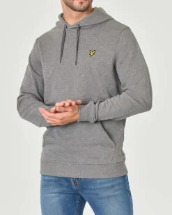 Felpa Lyle & Scott grigia con cappuccio e tasche a marsupio