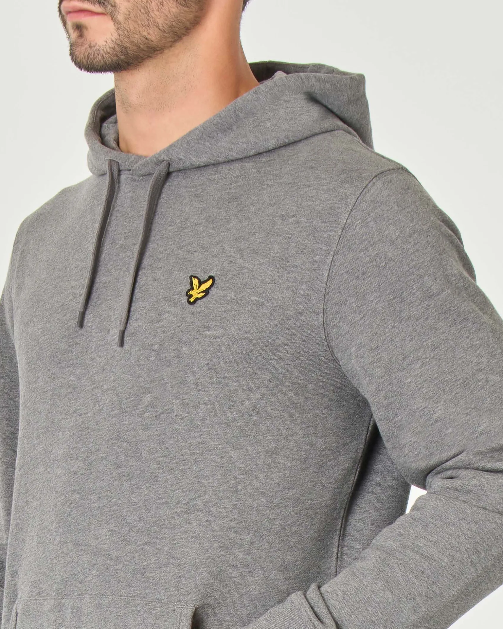 Felpa Lyle & Scott grigia con cappuccio e tasche a marsupio