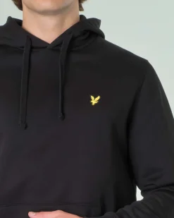 Felpa Lyle & Scott nera con cappuccio e logo aquila gialla