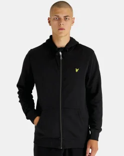 Felpa Lyle & Scott nera in cotone con cappuccio e chiusura zip
