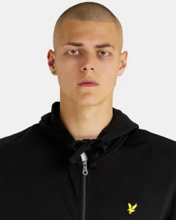 Felpa Lyle & Scott nera in cotone con cappuccio e chiusura zip