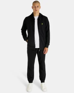 Felpa Lyle & Scott nera in cotone con cappuccio e chiusura zip