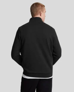 Felpa Lyle & Scott nera in cotone con apertura a mezza zip
