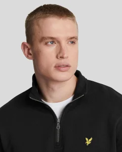 Felpa Lyle & Scott nera in cotone con apertura a mezza zip
