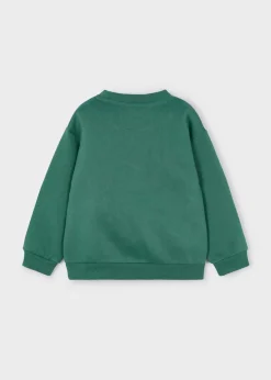 Felpa Mayoral verde in cotone stretch a maniche lunghe con stampa macchina con scritta 'You Are Here'