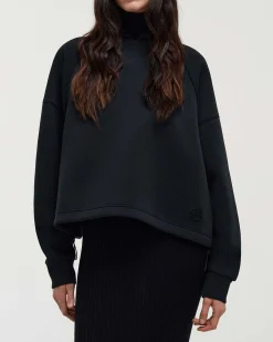 Felpa nera Colmar Originals in misto cotone effetto neoprene con cappuccio