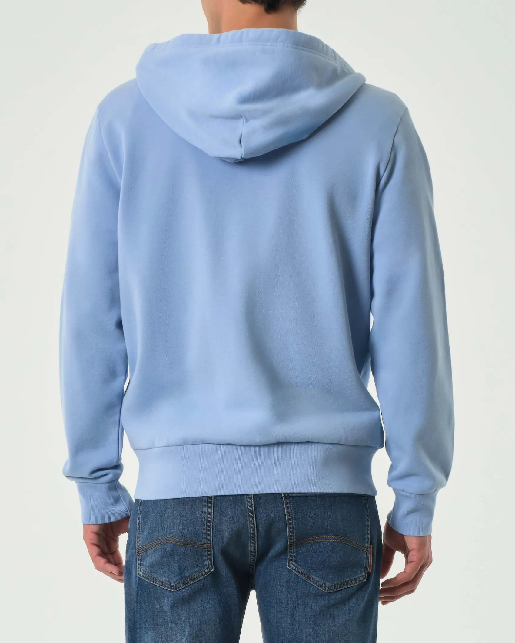 Felpa Polo Ralph Lauren azzurra con cappuccio e chiusura zip in puro cotone