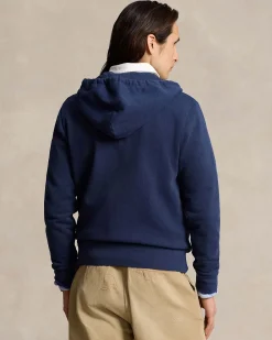 Felpa Polo Ralph Lauren blu con cappuccio e chiusura zip in puro cotone