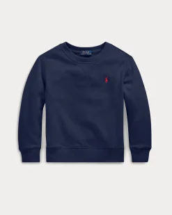 Felpa Polo Ralph Lauren blu in misto cotone con logo pony rosso