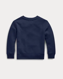 Felpa Polo Ralph Lauren blu in misto cotone con logo pony rosso