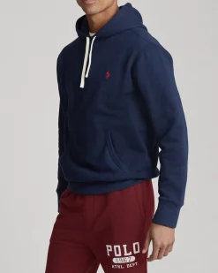 Felpa Polo Ralph Lauren blu in cotone con cappuccio e logo pony ricamato sul petto