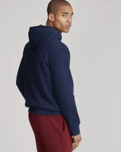 Felpa Polo Ralph Lauren blu in cotone con cappuccio e logo pony ricamato sul petto