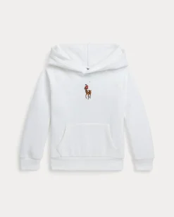 Felpa Polo Ralph Lauren bianca in misto cotone con cappuccio e logo pony