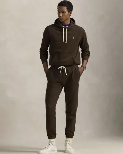 Felpa Polo Ralph Lauren marrone in cotone con cappuccio e logo pony ricamato sul petto
