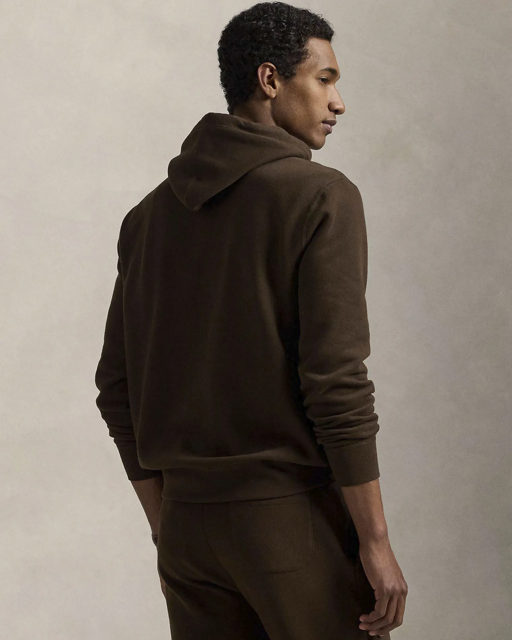 Felpa Polo Ralph Lauren marrone in cotone con cappuccio e logo pony ricamato sul petto