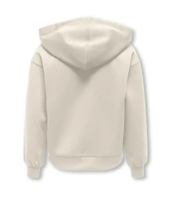 Felpa relaxed panna in tessuto stretch con cappuccio