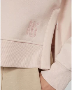 Felpa rosa cipria boxy in misto cotone Weekend Max Mara con logo ricamato