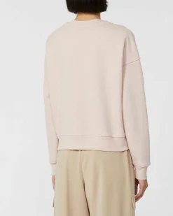 Felpa rosa cipria boxy in misto cotone Weekend Max Mara con logo ricamato