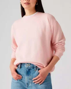 Felpa rosa Levi's® in misto cotone felpato con logo ricamato sul petto tono su tono