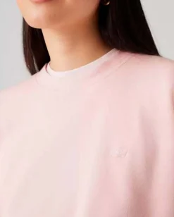 Felpa rosa Levi's® in misto cotone felpato con logo ricamato sul petto tono su tono