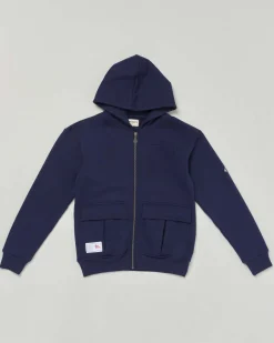 Felpa Roy Roger's blu in cotone con cappuccio e zip
