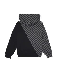 Felpa Sprayground nera e grigia checkered con cosmo e alieno