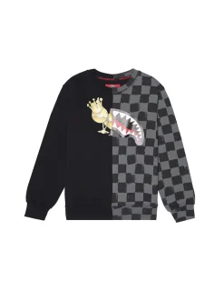 Felpa Sprayground nera e grigia checkered con astroman