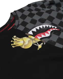 Felpa Sprayground nera e grigia checkered con astroman
