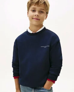 Felpa Tommy Hilfiger blu in misto cotone felpato