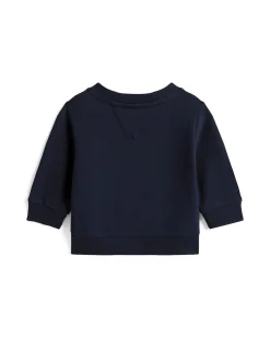 Felpa Tommy Hilfiger blu in cotone stretch con maxi bandiera icon