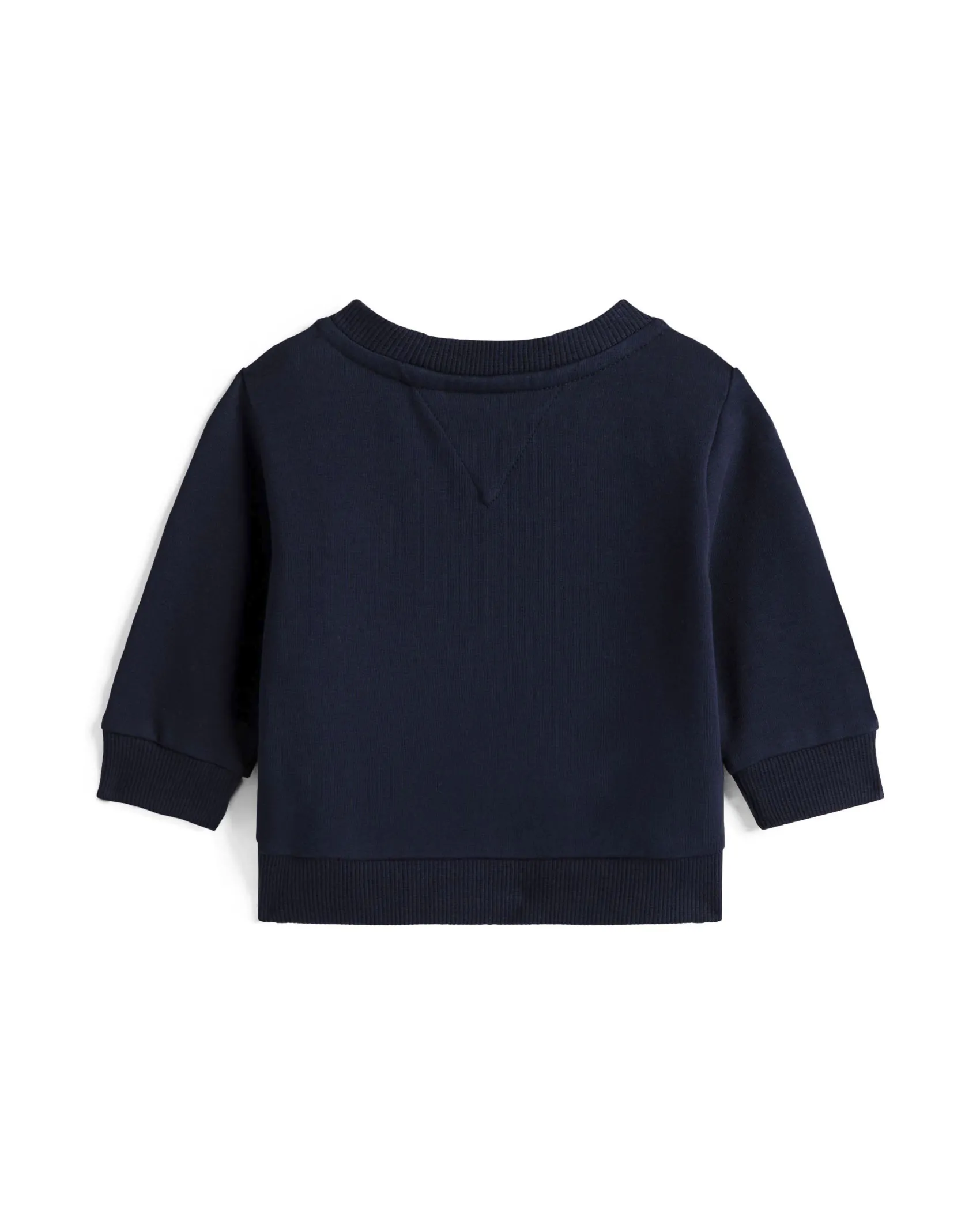 Felpa Tommy Hilfiger blu in cotone stretch con maxi bandiera icon